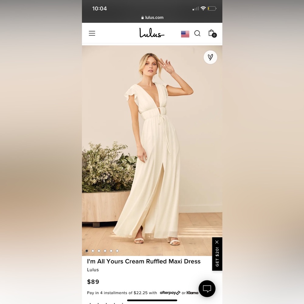 Like New - Lulu’s I’m All Yours Cream Ruffled bridal maxi dress
